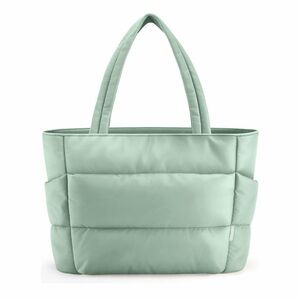 Light Mint Green Puffer Tote Bag